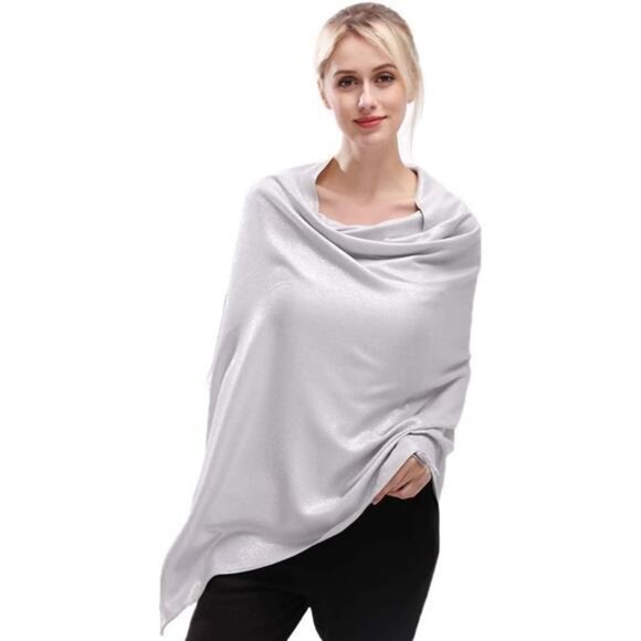 Sparkling Metallic Soft Pashmina Shawls and Wraps Scarf in Solid Colors - Picture 1 of 6